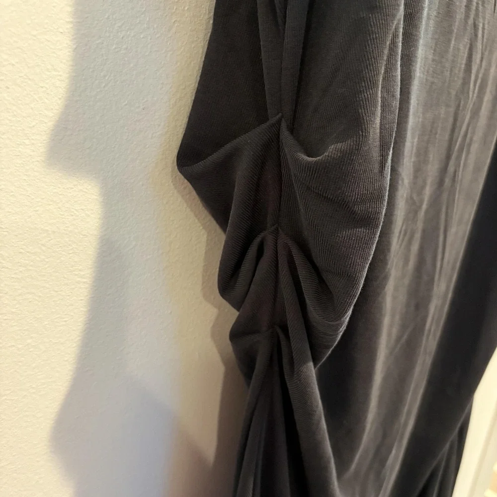 NWT Old Navy Dress Women XL Tall Black Rib Knit Mock Neck Maxi Ruched Sleeveless - Picture 7 of 13